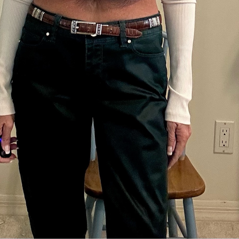 White House Black Market Dark Green Skinny Jeans Coated Size 6 Like New Sharp!